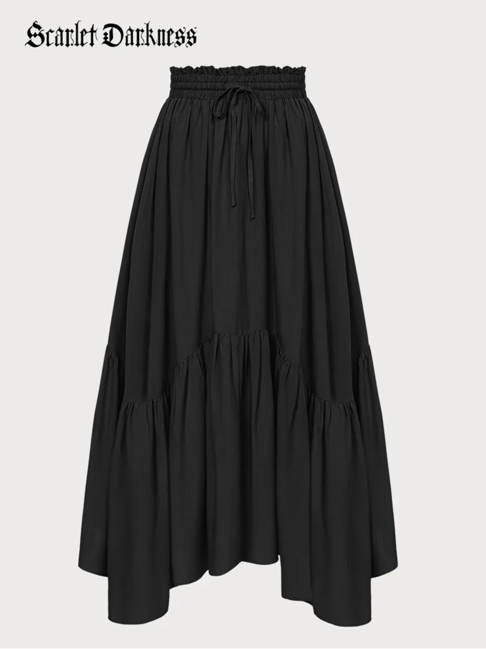 ✨NWT✨ SCARLET DARKNESS Black Maxi Tiered Drawstring Skirt